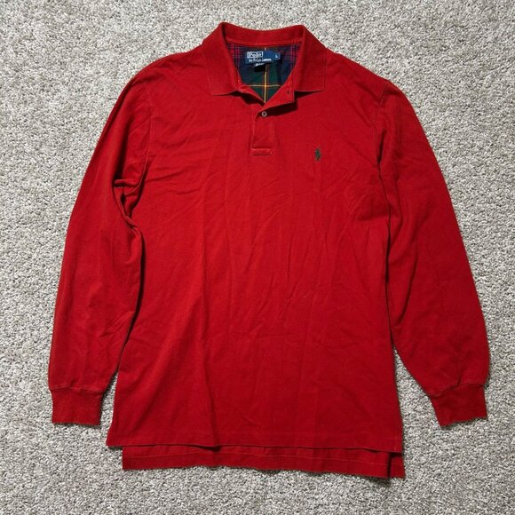 Ralph Lauren Polo Shirt Mens L Long Sleeve Preppy Classic Green Logo Plaid Colla - Picture 5 of 9